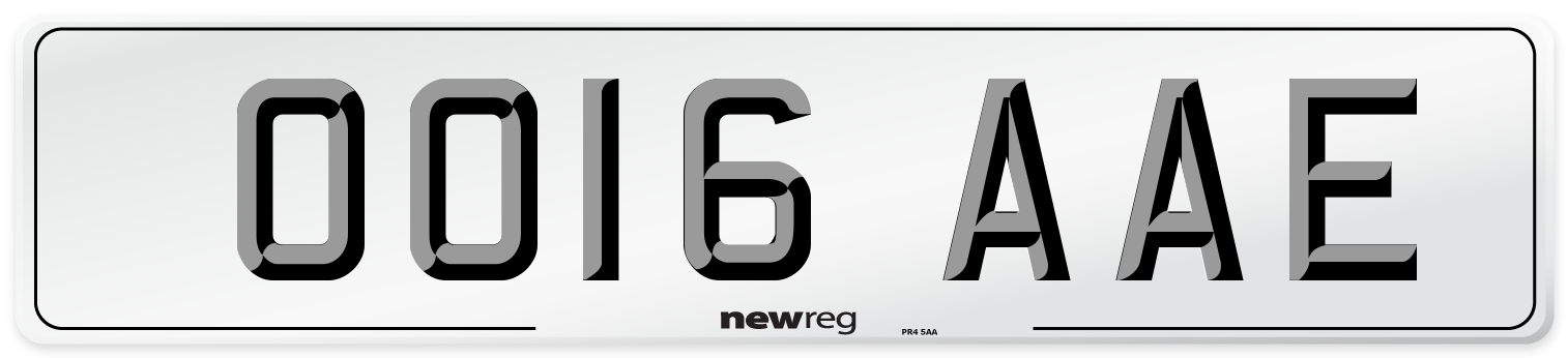 OO16 AAE Number Plate from New Reg